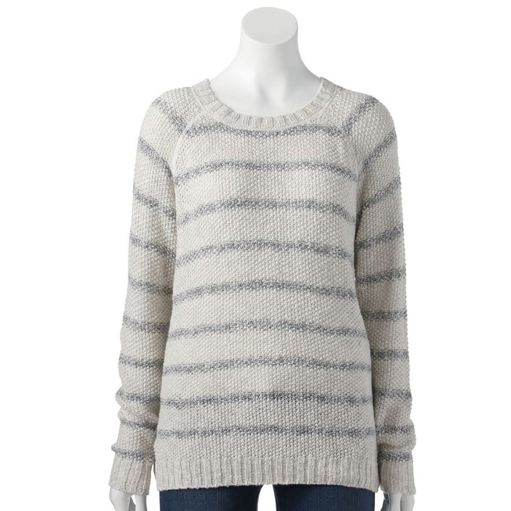 SONOMA Striped Pullover Crew Neck Sweater, Large